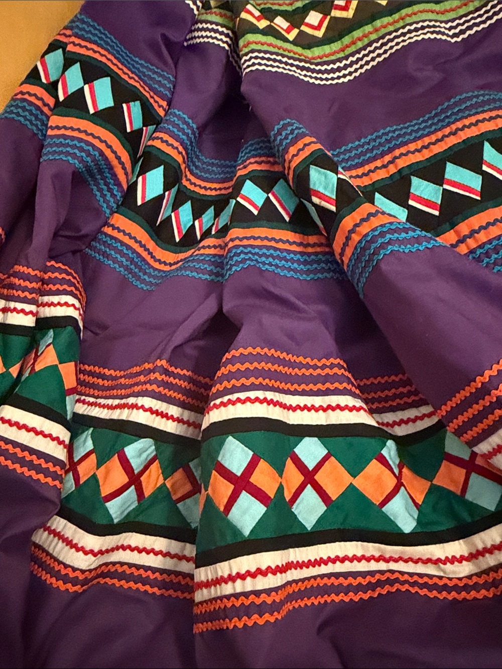 Vintage Native American Seminole Patchwork Skirt Handmade - Picture 12 of 15